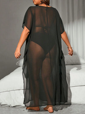 Saída De Praia Plus Size Com Transparência
